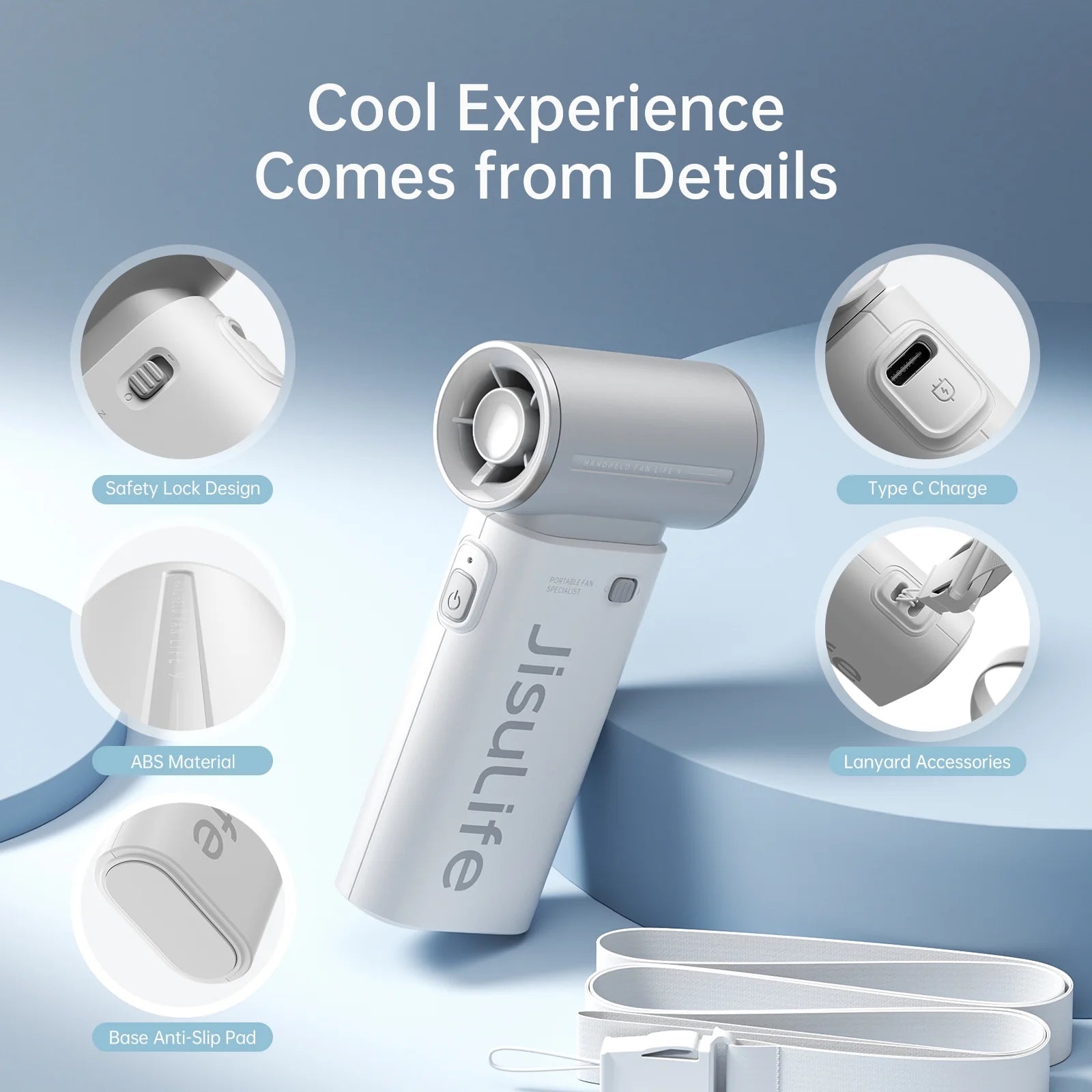 Portable Handheld Fan, 40000 RPM Turbo Fan, 12H Battery Life, 5-Speed, 3600Mah USB Rechargeable, Mini Pocket Design, Gift for Women Men, Travel Outdoor Use