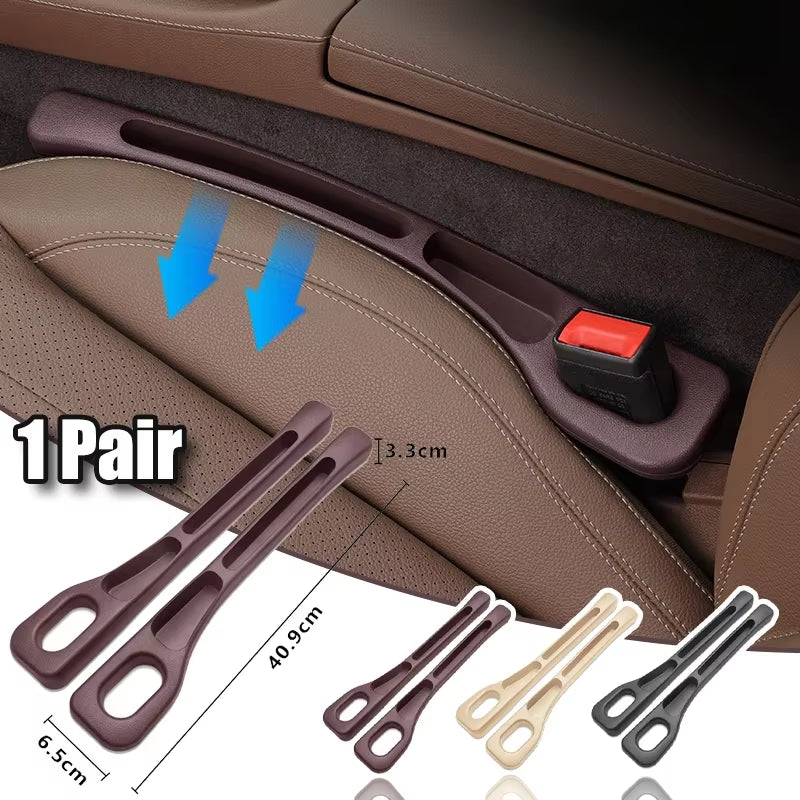 2Pcs Car Seat Gap Filler Organizer PU Waterproof Universal Car Seat Gap Anti-Leak Stopper Strip 2Slot Seat Gap Storage Organizer