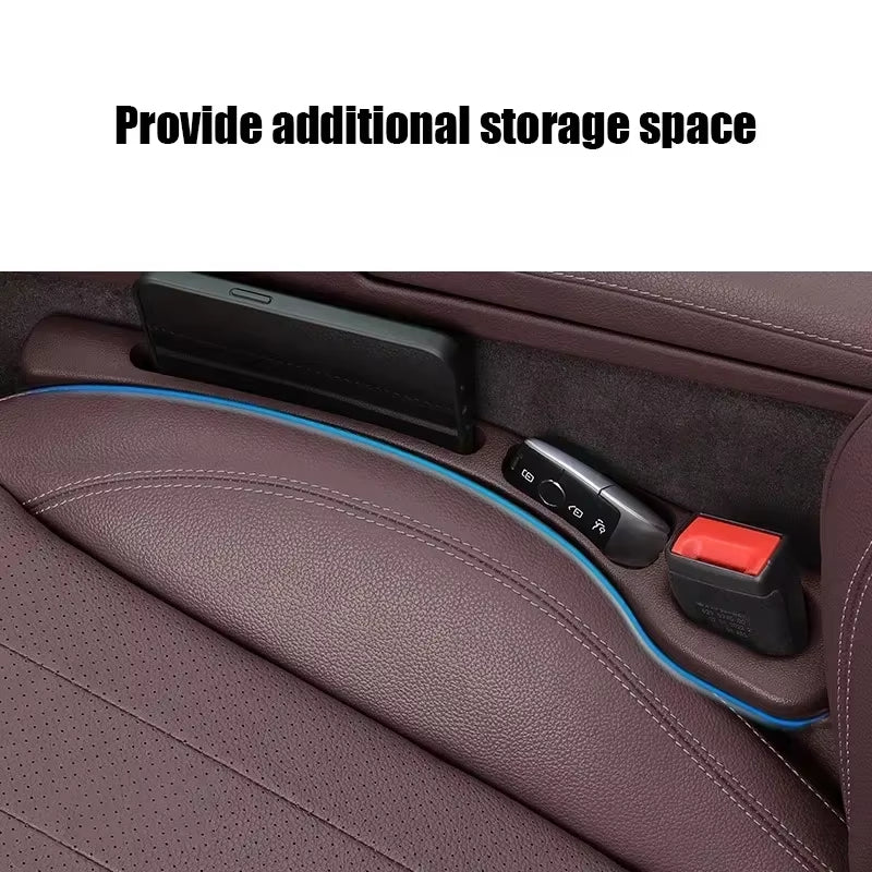 2Pcs Car Seat Gap Filler Organizer PU Waterproof Universal Car Seat Gap Anti-Leak Stopper Strip 2Slot Seat Gap Storage Organizer